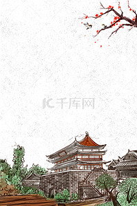 云南丽江古城井背景图片_丽江古城旅游海报背景模板