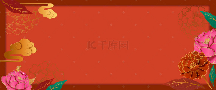 剪纸祥云边框背景图片_剪纸中国风2019年新年花卉边框