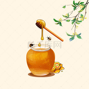 蜂蜜素材背景图片_清新大气简洁风格蜂蜜淘宝主图模板