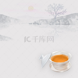 中国风水墨茶叶背景图片_中国风复古茶叶茶道PSD分层主图