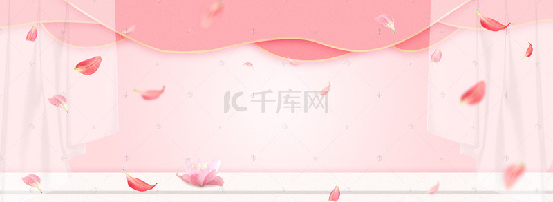 花瓣海报背景图片_512母亲节微立体粉色花瓣海报背景