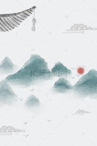 中式家具背景图片_清雅水墨风天猫玉石电商海报背景模板