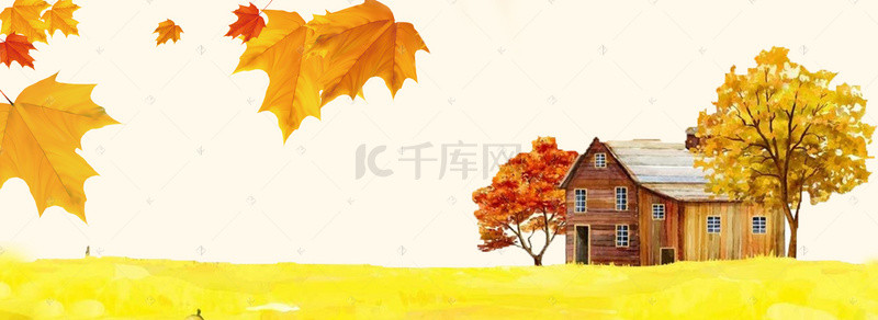 度假建筑背景图片_橙色秋季度假背景