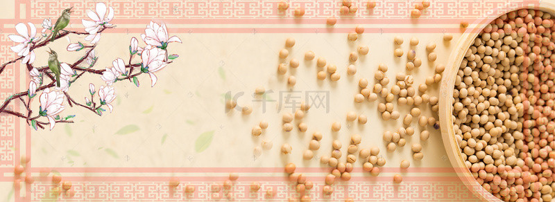 高血压食疗背景图片_五谷杂粮黄豆黄色背景