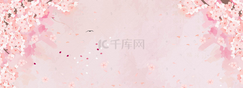 唯美日本樱花背景图片_樱花节手绘唯美粉色海报背景