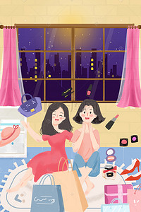 妇女节卡通背景图片_三八妇女节购物狂欢背景