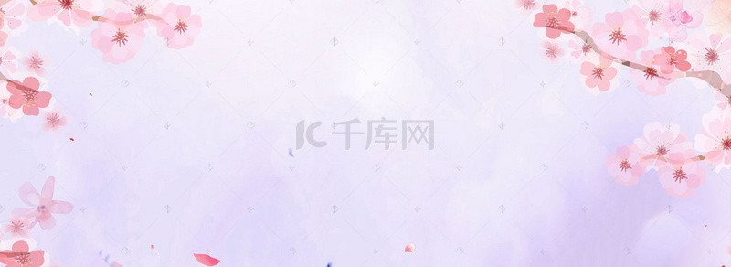 小蓝色梦幻背景图片_小清新鲜花背景促销banner