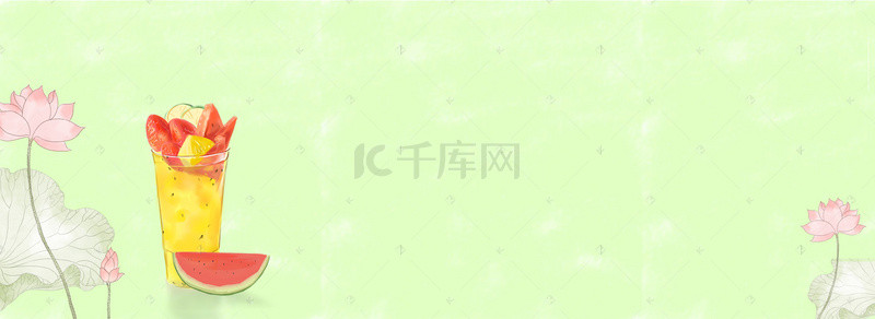 夏天西瓜汁背景图片_夏季饮品手绘西瓜汁banner