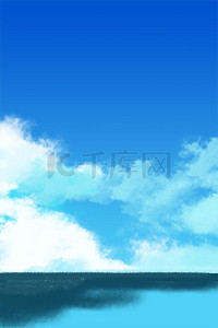 小清新天空背景图片_手绘卡通小清新天空白云背景图