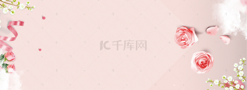 水彩手绘花卉背景图片_时尚清新手绘花朵banner