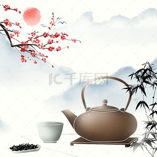 养生背景图片_养生茶中国风海报背景素材
