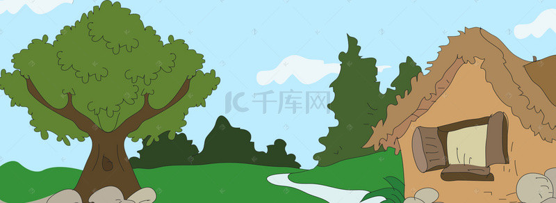 全屏背景背景图片_手绘森林背景banner