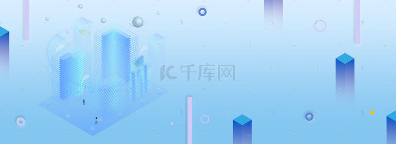 长方体背景图片_蓝色流体渐变长方体图形科技banner