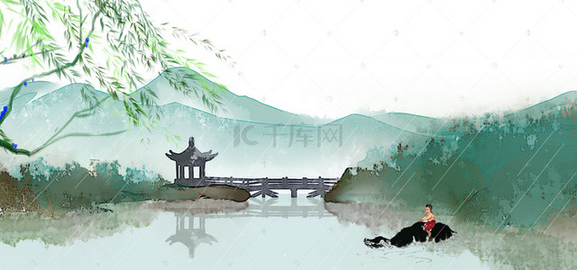 青banner背景图片_青绿色春季清明节海报banner