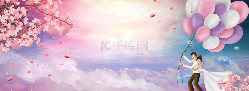 中国情侣背景图片_七月七浪漫紫色电商海报背景