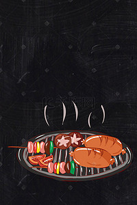 创意广告大气背景图片_烧烤菜单黑色大气 创意H5背景素材