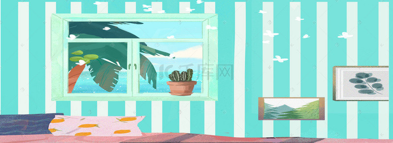 家居环境插画背景图片_绿色的家居生活背景