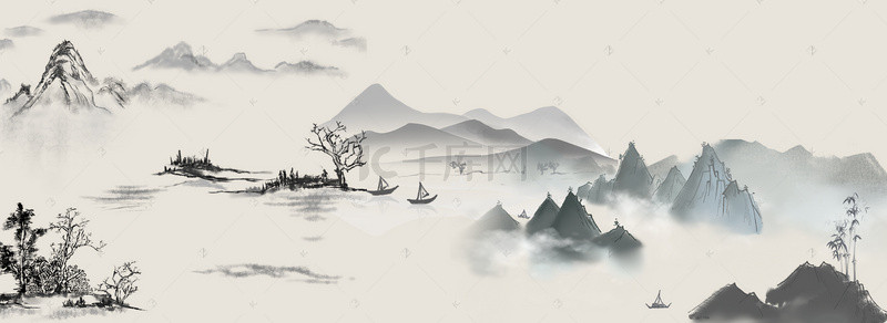 鸟水墨背景图片_中国风禅意水墨山水背景