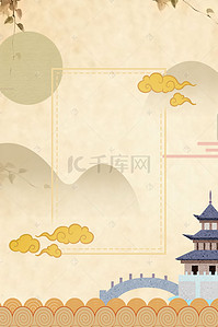 珍珠北京背景图片_颐和园古建筑北京旅游海报背景素材