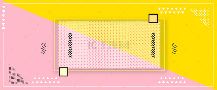 撞色几何电商背景图片_小清新撞色几何拼接波点简约背景