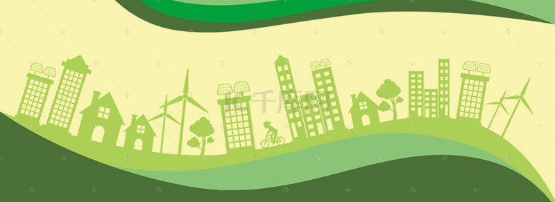 手绘城市简约背景图片_绿化城市宣传海报背景