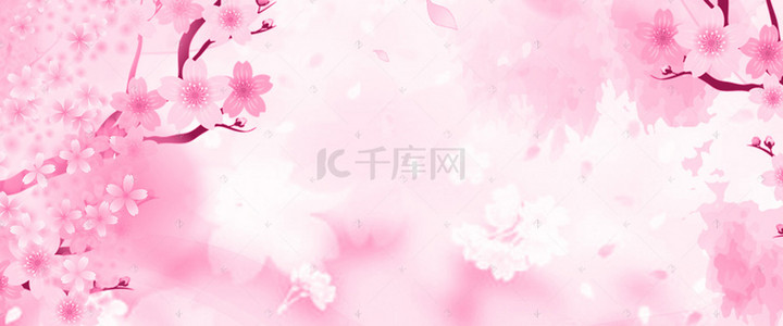 樱花花朵清新背景图片_简约唯美浪漫粉色樱花节背景