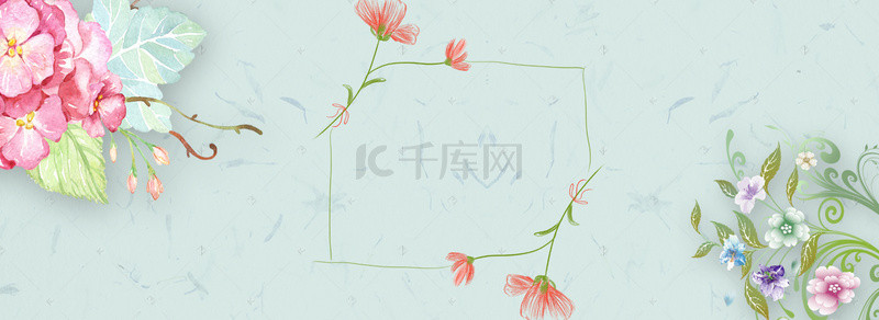 植物清新花环背景图片_清新花环绿色banner