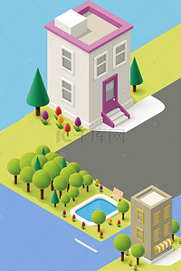 app角标背景图片_2.5d建筑买房租房小区楼盘