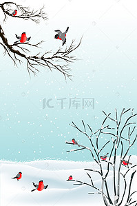 过年下雪背景图片_冬天雪地里的鸟儿