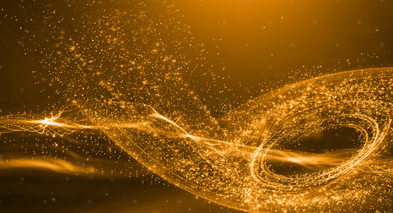 粒子光特效背景图片_金色粒子特效科技背景