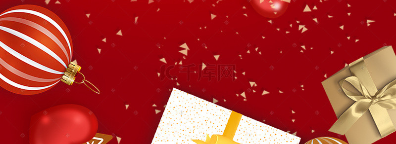 红色卡通圣诞节背景图片_双旦红色卡通banner