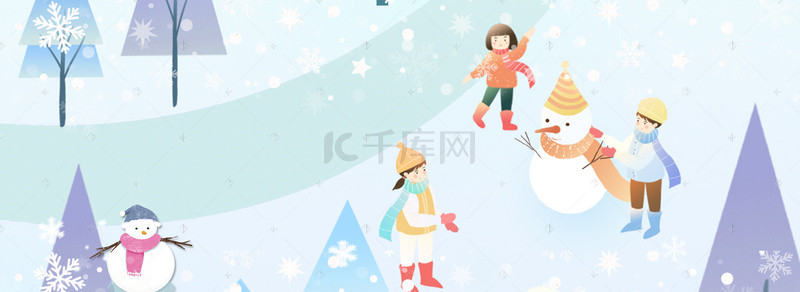 小雪背景图片_冬季蓝色卡通banner