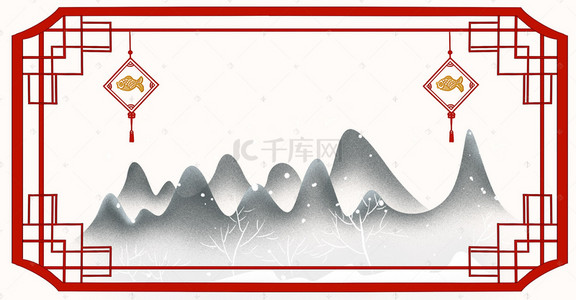 古典画背景素材背景图片_红色中国风新年边框背景