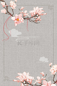 花朵工笔画背景背景图片_中式工笔画古典复古中国风海报