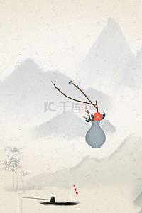 水墨中国风花朵背景图片_佛教文化背景模板