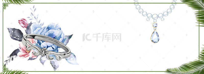 银色项链背景图片_银色情人节首饰促销海报banner