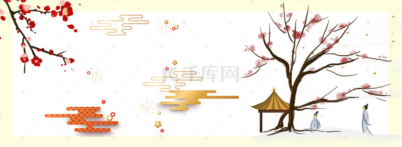 古典地产背景图片_教育学术复古中国风海报banner