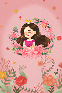粉色人物背景图片_粉色人物女神节海报背景