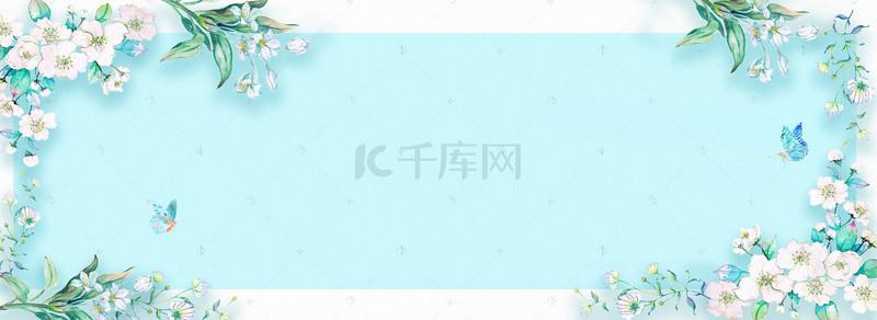 蓝色花卉清新春季背景图片_蓝色温馨春季背景
