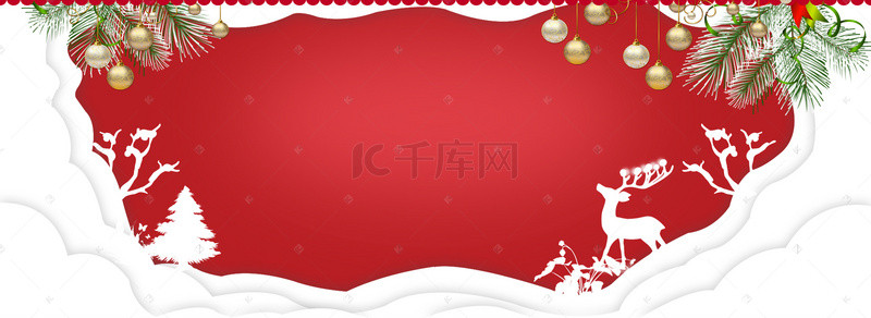 大麋鹿背景图片_圣诞节红色电商海报背景