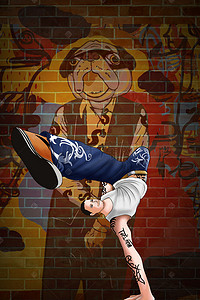社团创意背景图片_街舞社团招新创意涂鸦墙面广告背景