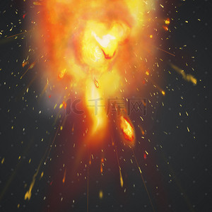 爆炸素材背景图片_橙色爆炸粒子剃须刀PSD分层主图背景素材