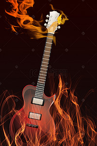 黑色音乐海报背景图片_黑色燃火吉他培训暑期班海报背景