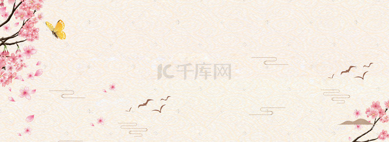 卡通荷叶手绘背景图片_简约复古中国风banner