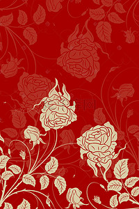 中式质感海报背景图片_红色背景花纹海报