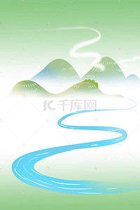 环保海报绿色背景图片_卡通山水背景下载