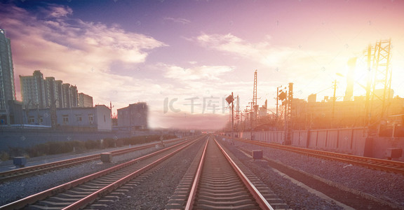 火车道路背景图片_创意合成大气铁路背景