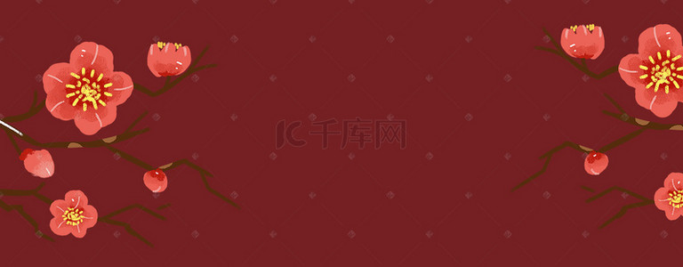 大红花朵中国风主题海报
