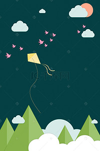 小鸟剪纸背景图片_剪纸风折纸风春天的山林