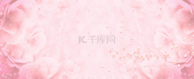 淘宝节日活动背景图片_梦幻浪漫花瓣粉色电商banner